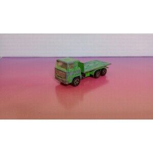 VTG PlayArt Green Diecast Flatbed Truck Log Freight Delivery Made in Hong Kong
